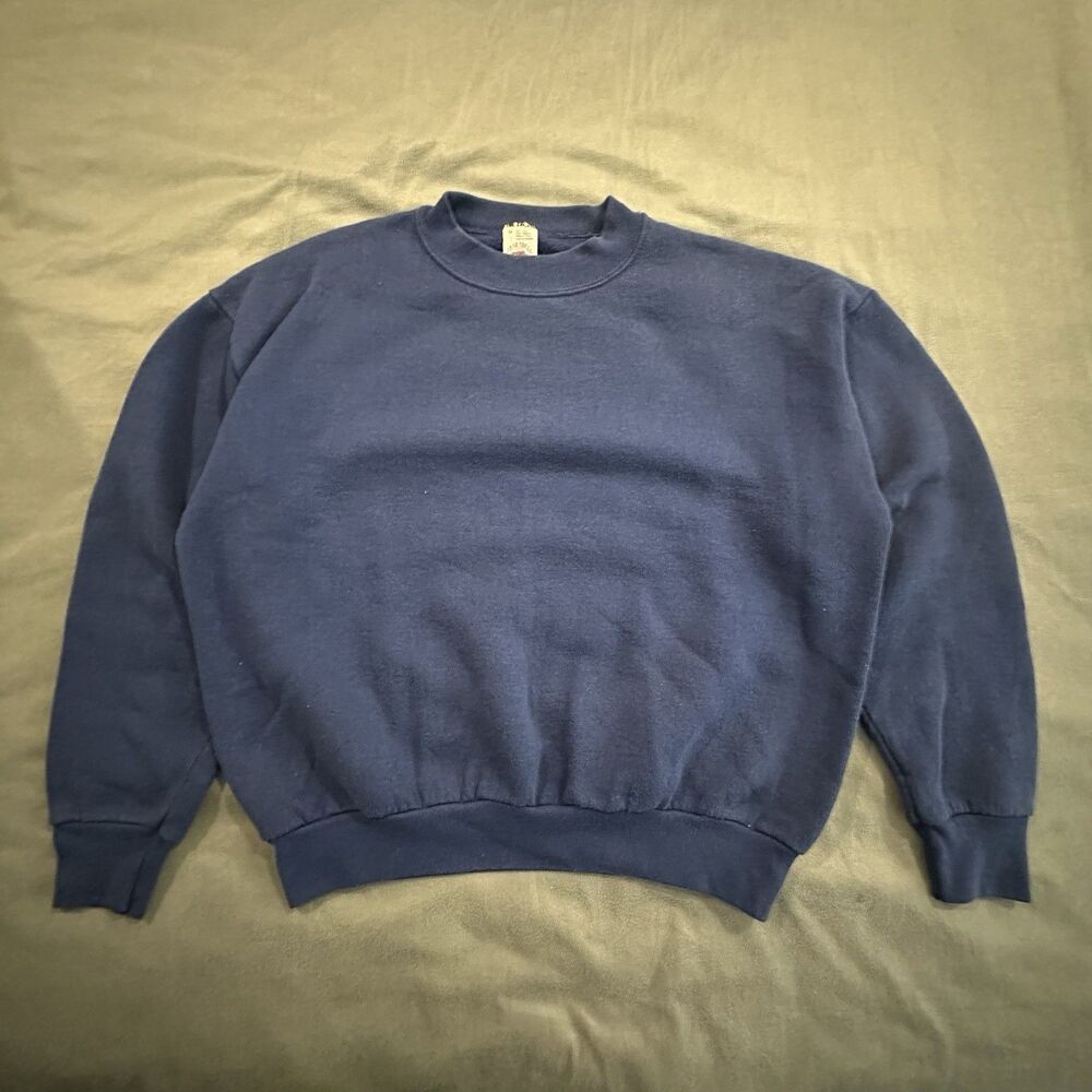 Vintage 80s Blank Crewneck Sweatshirt Unisex M 50/50 Cotton Casual Wear Made USA